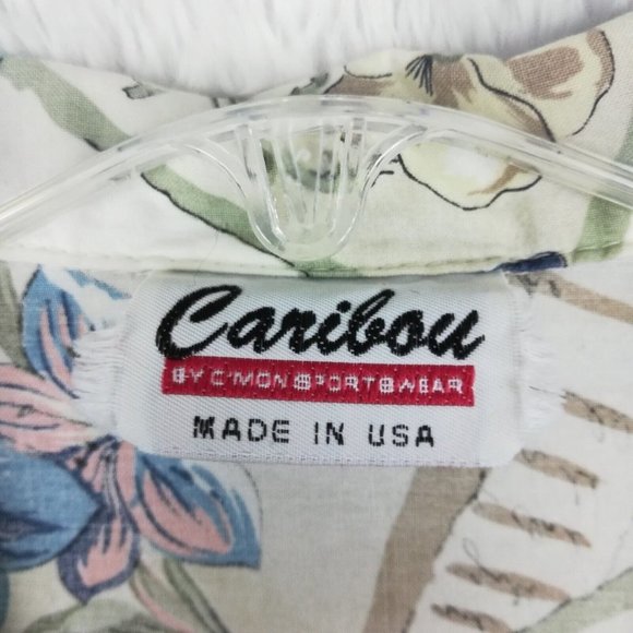 Vintage Caribou Womens Shirt Button Down Short Sleeve Floral Notched Collar XL - Picture 10 of 12